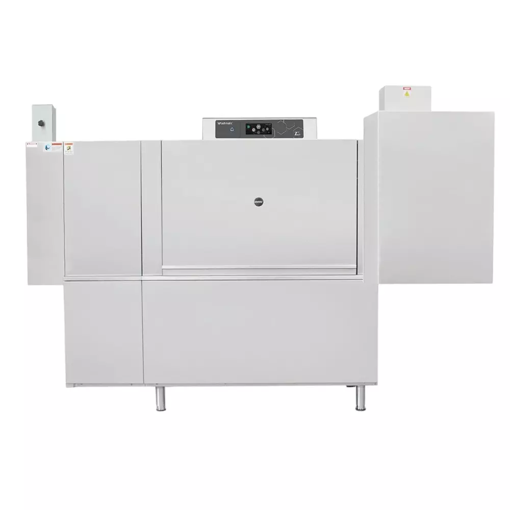 Washmatic Rack Conveyor Type Dish Washer 135/170/210 Racks/Hour Capacity with Corner Dryer, 3 Racks, Detergent and Rinse Pump, WM904