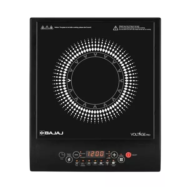 BAJAJ  Induction Cooktop With Tact Switch Touch Panel 7 Pre-Set Menus 1200 W, ICX 120TS