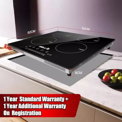 IBELL Induction Hob 7200 W Power Toughened Glass Surface Touch Panel 9 Adjustable Power Levels Black