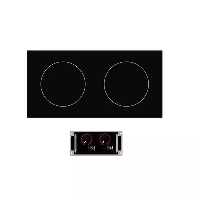 Standard Drop-In Double Hob Induction Cooktop 2x3500 W 32 Amp Single Phase Side-to-Side Orientation, HRD-9500-SS35-3