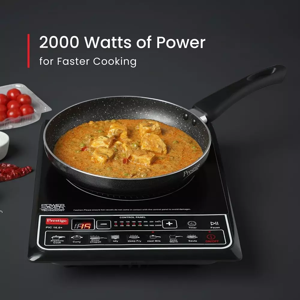 Prestige Induction Cooktop 2000 W Automatic Power & Temperature Adjustment 39 cm Length Black, PIC 16.0 plus