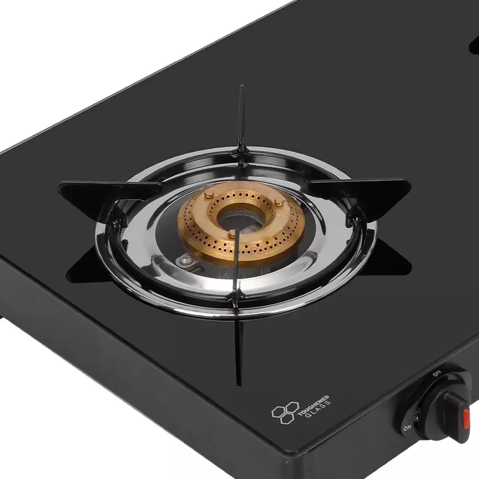 Lifelong LPG Gas Stove 2 Burners Rubber Leg Automatic Ignition Glass Black, LLGS912