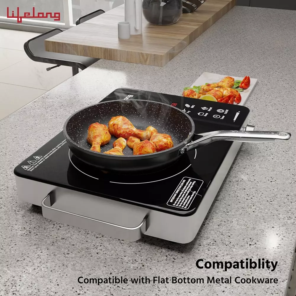Lifelong Infrared Induction Stove with Digital Display 4 Cooking Modes Black Corded Electric 2000 W Power Plastic & Glass, LLIRC001