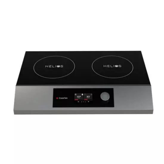 Helios Freestanding Double Hob Touch Type Induction Cooktop 2x2500 W 32 Amp Single Phase Side-to-Side Orientation, HTF-9500-SS25-3
