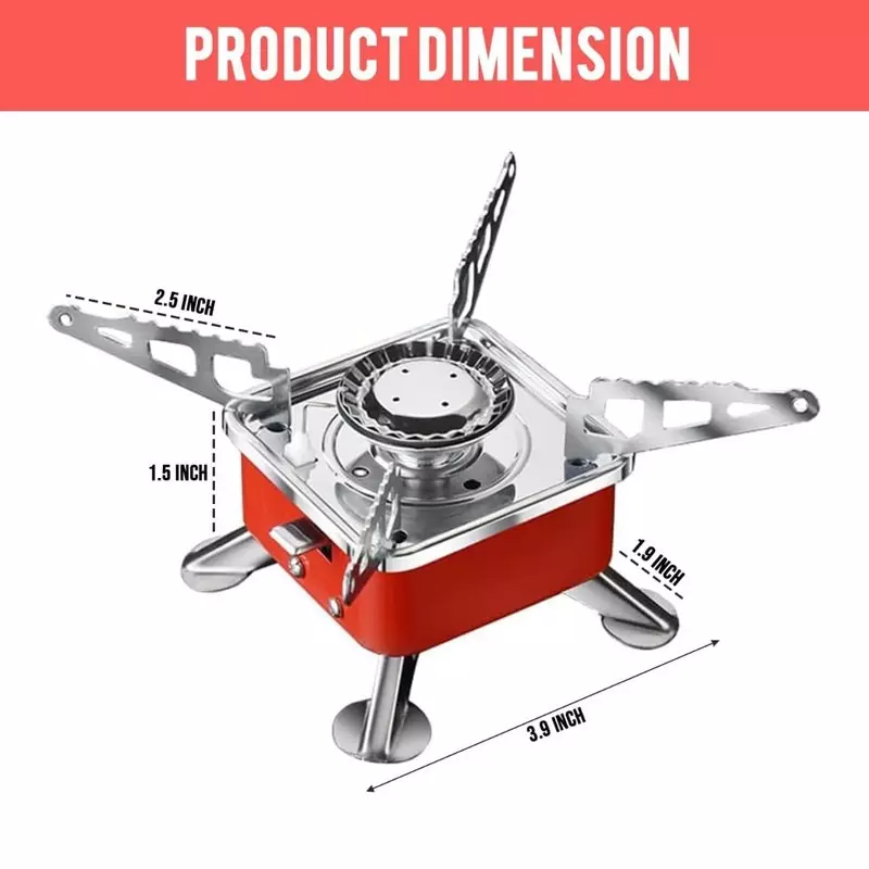 VINSA Portable Camping Gas Stove Stainless Steel Body Lightweight for Travel, K202