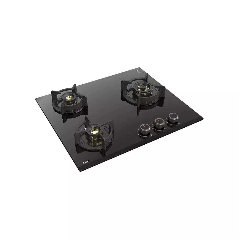 kaff-3-burner-gas-stoves-auto-electric-ignition-brass-burner-material-ergonomic-design-anti-slip-metal-knob-8mm-thick-black-tempered-glass-asf603