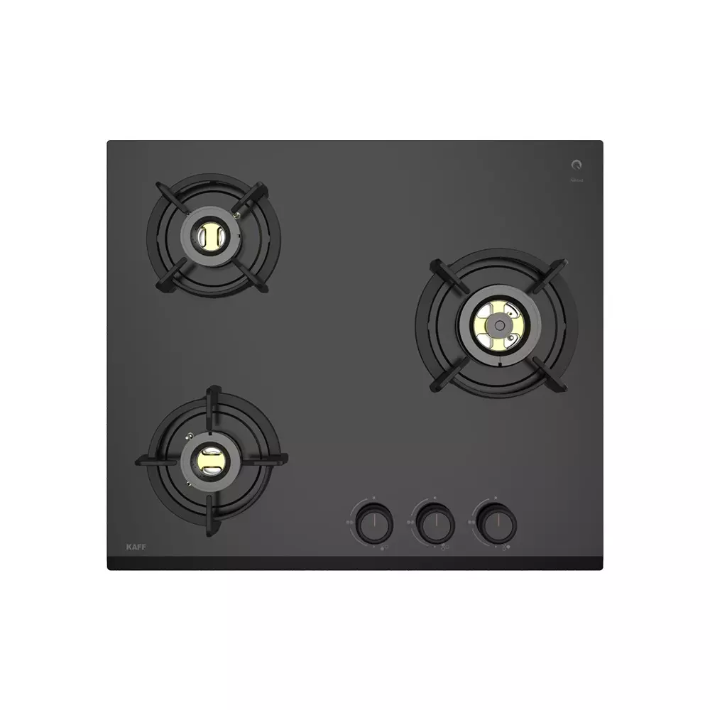 kaff-3-burner-gas-stoves-auto-electric-ignition-brass-burner-material-ergonomic-design-anti-slip-metal-knob-8mm-thick-black-tempered-glass-asf603