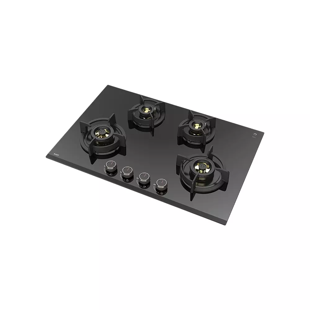 Kaff 4 Burner Gas Stoves Auto Electric Ignition Brass Burner Material Ergonomic Design Anti Slip Metal Knob, ASF 784