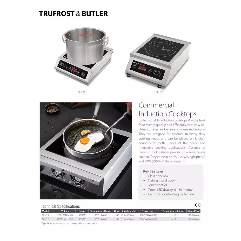 Butler 5000 W Countertop Induction Hob, CIH-5.0