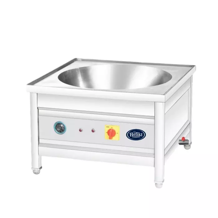 Hefikt Food Machinery Electric Kadai (Table Top) 25 L Capacity Stainless Steel Material 32 x 32 x 18 Inch Size