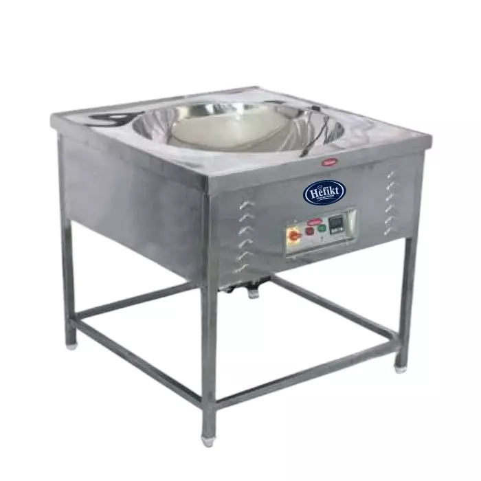 Hefikt Food Machinery Electric Kadai with Stand 6 L Capacity Stainless Steel Material 20 x 20 x 32 Inch Size