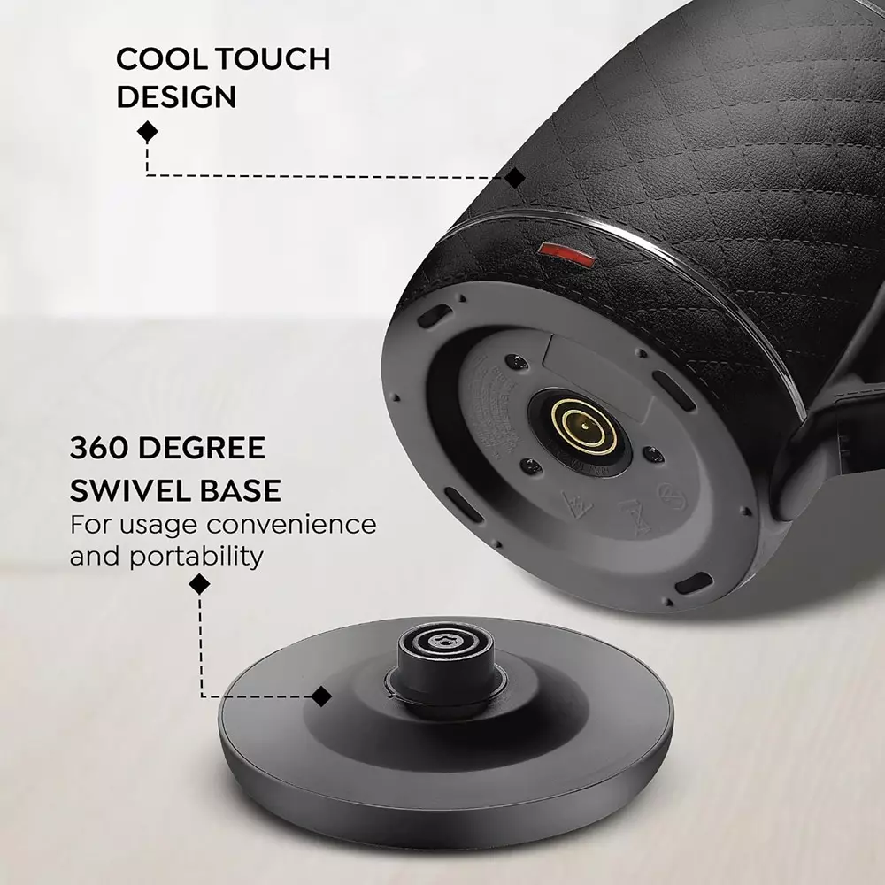 Prestige Electric Kettle 1.5 L Capacity 1350 W Cool Touch Exterior Stainless Steel Inner Body Black, 41416
