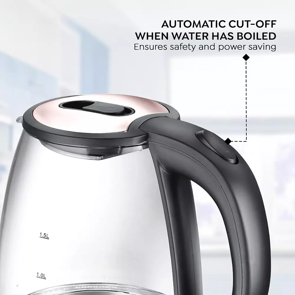 Prestige Electric Glass Kettle 1.8 L Capacity 1350 W Borosilicate Glass LED Power Indicator Transparent, 41417