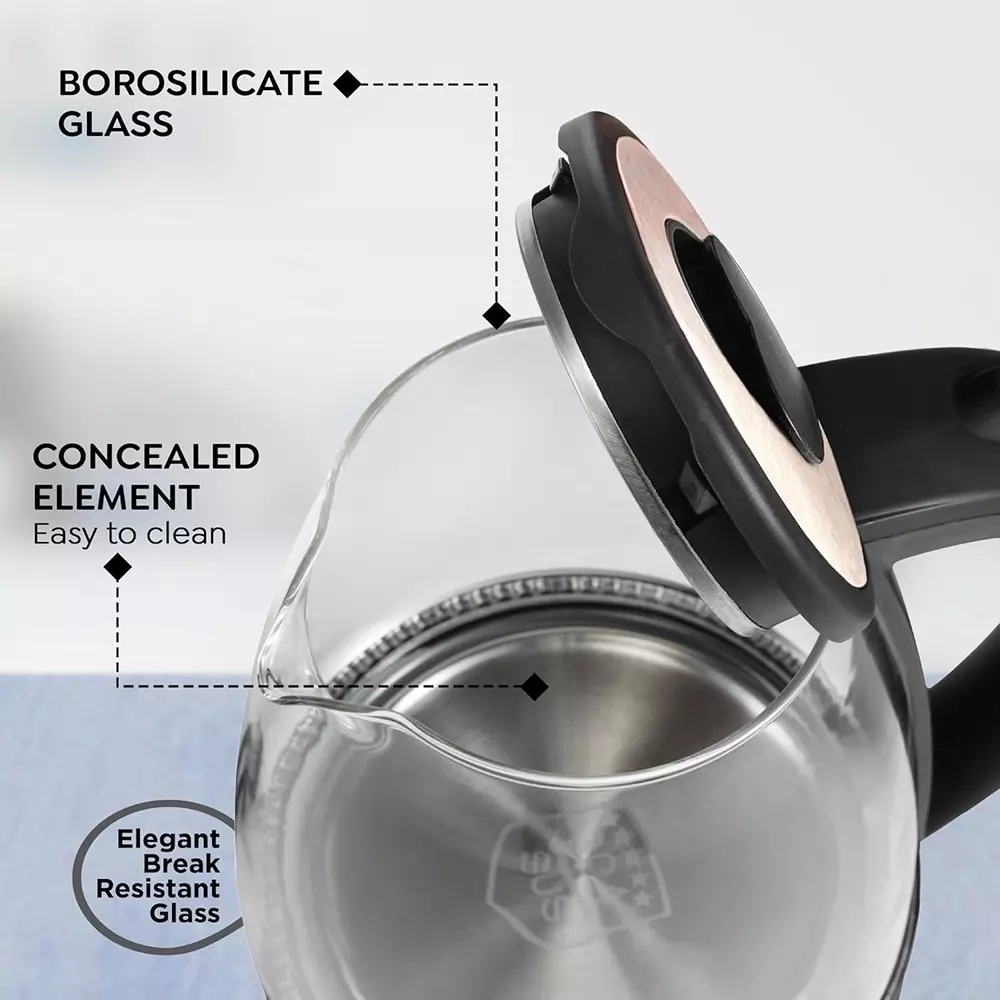 Prestige Electric Glass Kettle 1.8 L Capacity 1350 W Borosilicate Glass LED Power Indicator Transparent, 41417