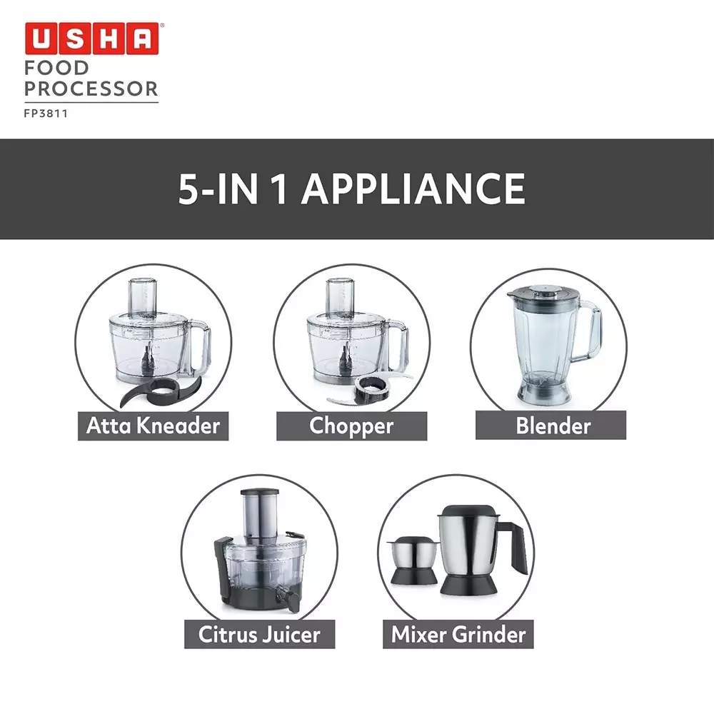 usha-5-in-1-food-processor-1000-w-35-l-bowl-2-speed-pulse-black-and-steel-fp3811