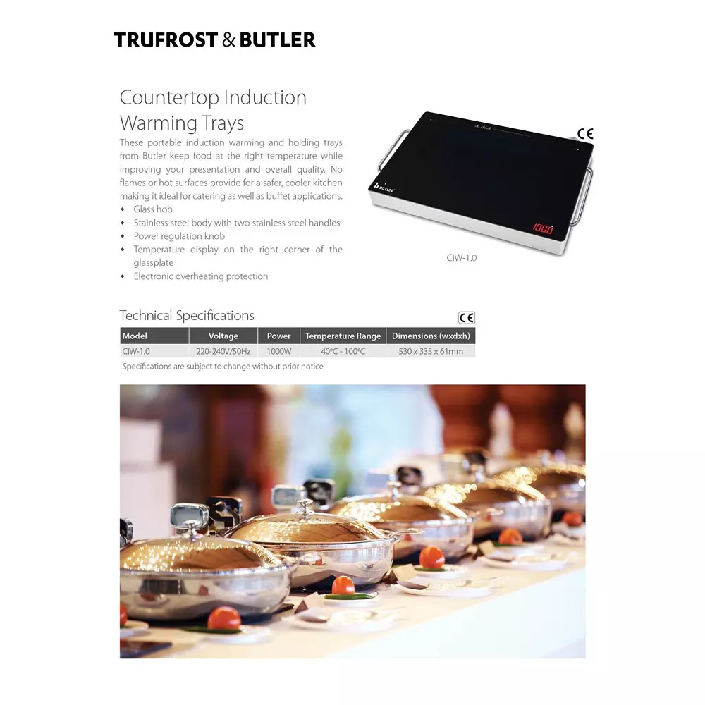 Butler 1000 W Countertop Induction Warming Tray, CIW-1.0