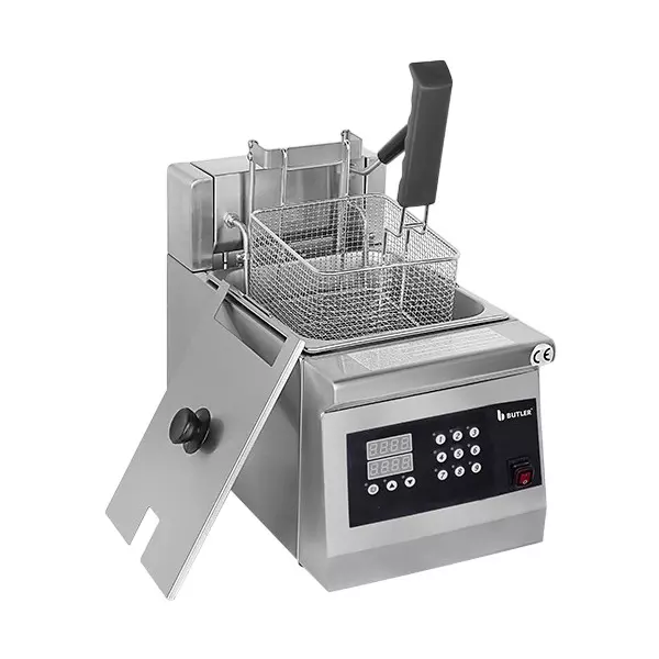 Butler Electric Automatic Lift Fryer 8 L Single Tank Capacity 3000 W Power with Digital Control and Auto Lift & Drain Out Tap, EF 8 Rise