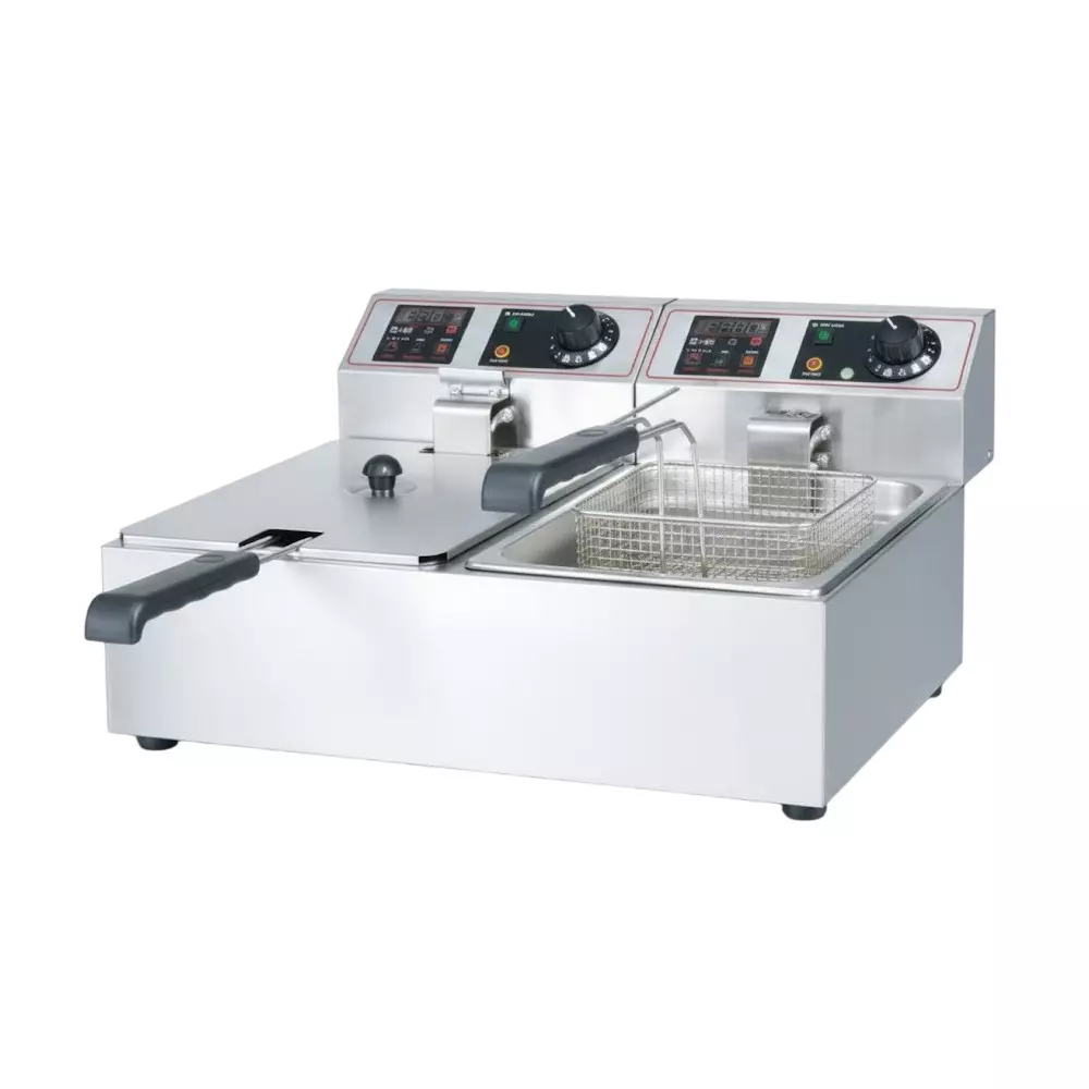Chefrost 5.5 L x 2 Electric Deep Fryer Double Tank Stainless Steel Body and 2.5 kW x 2 Power Rating for Hotels & Restaurants, CF-FR-6L-2
