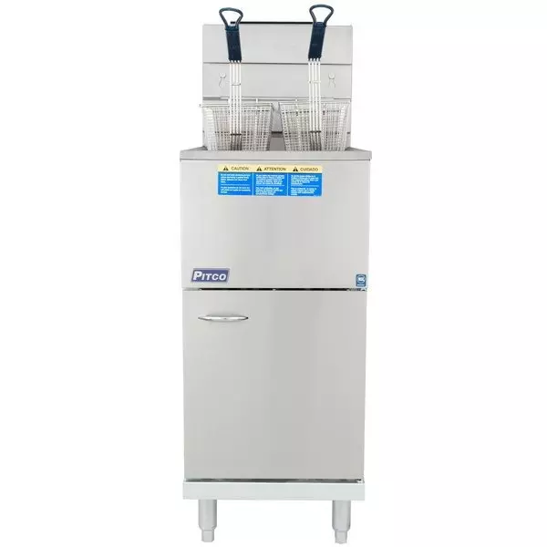 PITCO Single Tank Manual Gas Fryer 16-18 Kg Oil Capacity 3 Cast Iron Burner Stainless Steel Sliver, 35C+SS