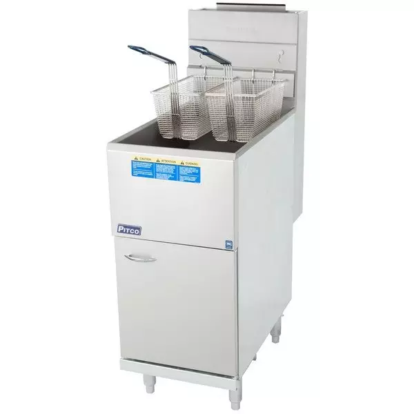 PITCO Single Tank Manual Gas Fryer 16-18 Kg Oil Capacity 3 Cast Iron Burner Stainless Steel Sliver, 35C+SS