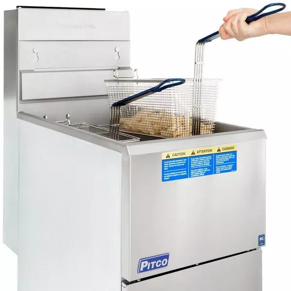 PITCO Single Tank Manual Gas Fryer 16-18 Kg Oil Capacity 3 Cast Iron Burner Stainless Steel Sliver, 35C+SS