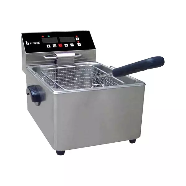 Butler Countertop Electrical Fryer 8 L Single Tank Capacity 3250 W Power 220 V/50 Hz/1 Phase with Side Handle & Digital Control, EF 8 Europa DT