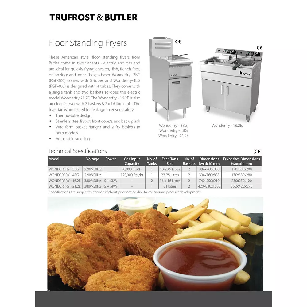 Butler 10 kW Floor Standing Electric Fryer, WONDERFRY-21.2E