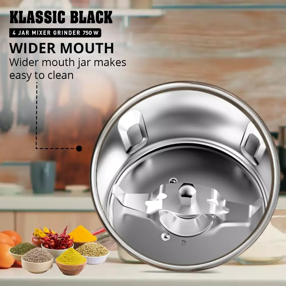 Havells KLASSIC 750 W 4 Jar Juicer Mixer Grinder Black, GHFMGDVK075