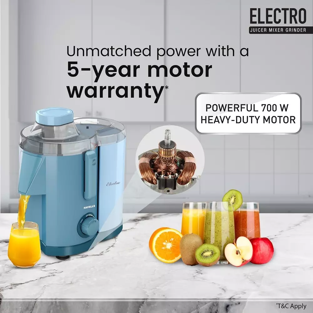 Havells Electro Jmg 700 W 2 Jar Juicer Mixer Grinder Blue, GHFJMEMG070
