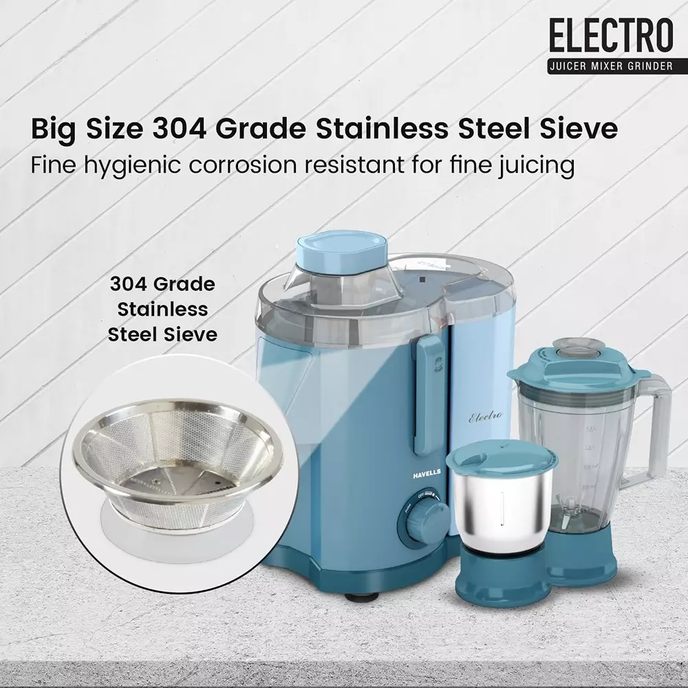 Havells Electro Jmg 700 W 2 Jar Juicer Mixer Grinder Blue, GHFJMEMG070