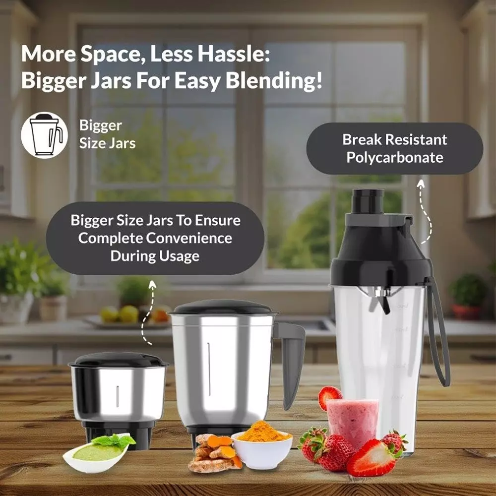 Havells Capture Nutri XL 500 W Mixer Grinder with 3 Jar Black, GHFMGFIK050