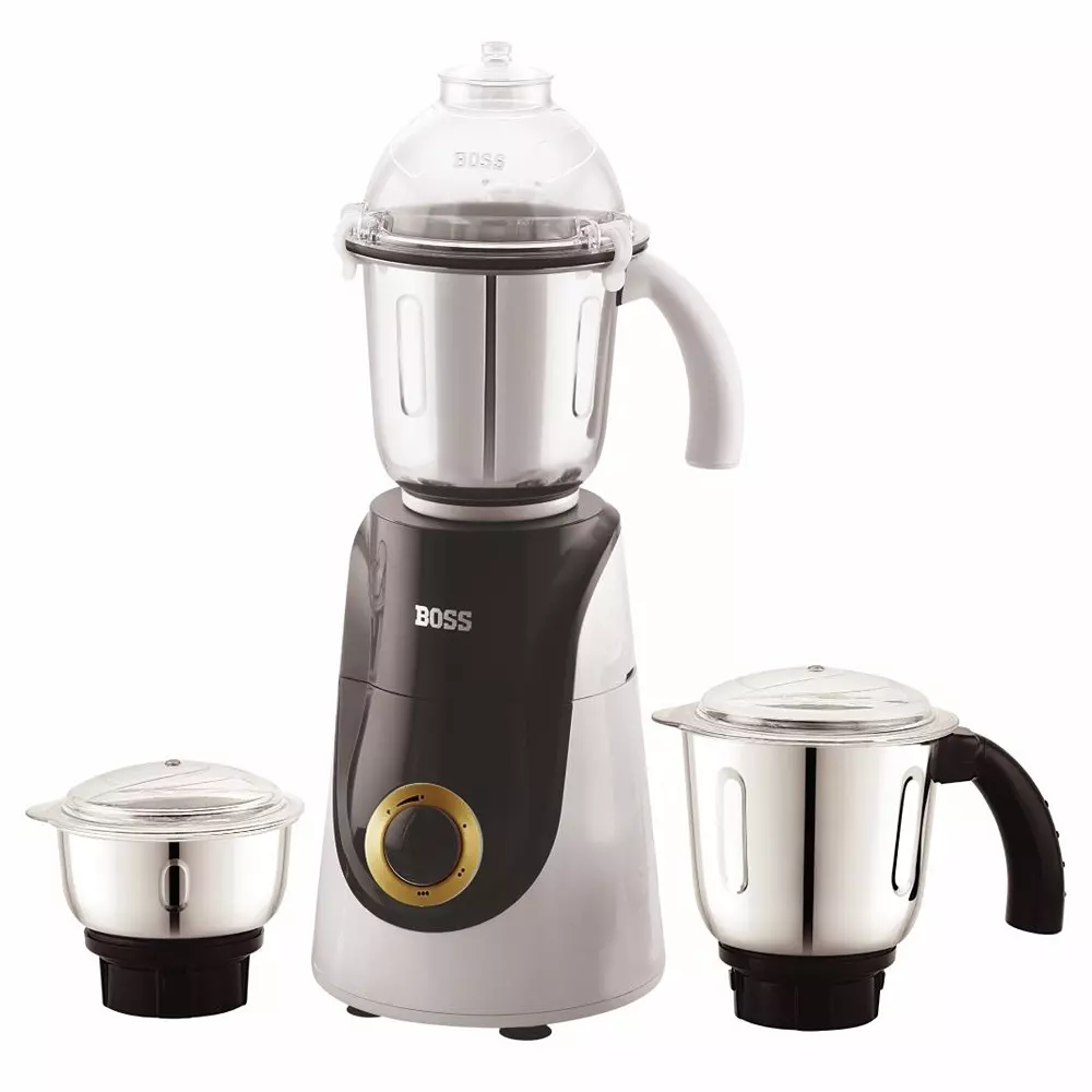 Boss 750 W Crown Mixer Grinder Black Color, 3 Speed Setting and 3 Stainless Steel Jars, B242