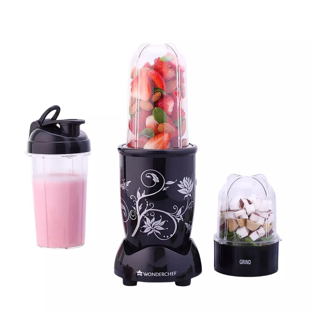 Wonderchef Nutri-Blend Mixer Grinder with Sipper Black Plastic 500 W 500 ml Capacity for Grinding & Chutney