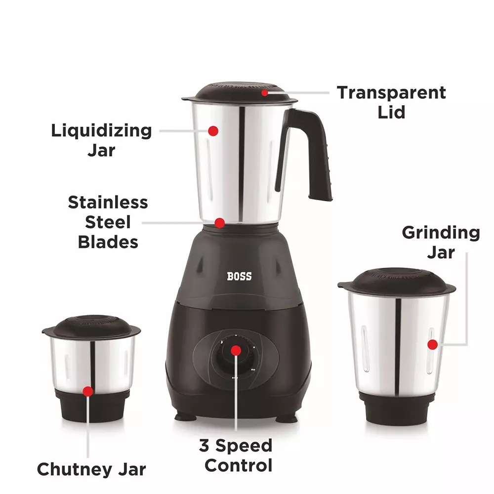 boss-500-w-bravo-mixer-grinder-grey-color-3-speed-setting-and-2-stainless-steel-jars-b274