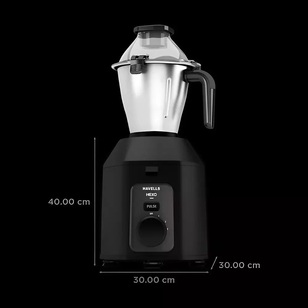 Havells Hexo Plus 1100 W Mixer Grinder with 3 Jar Black, GHFMGDIK110