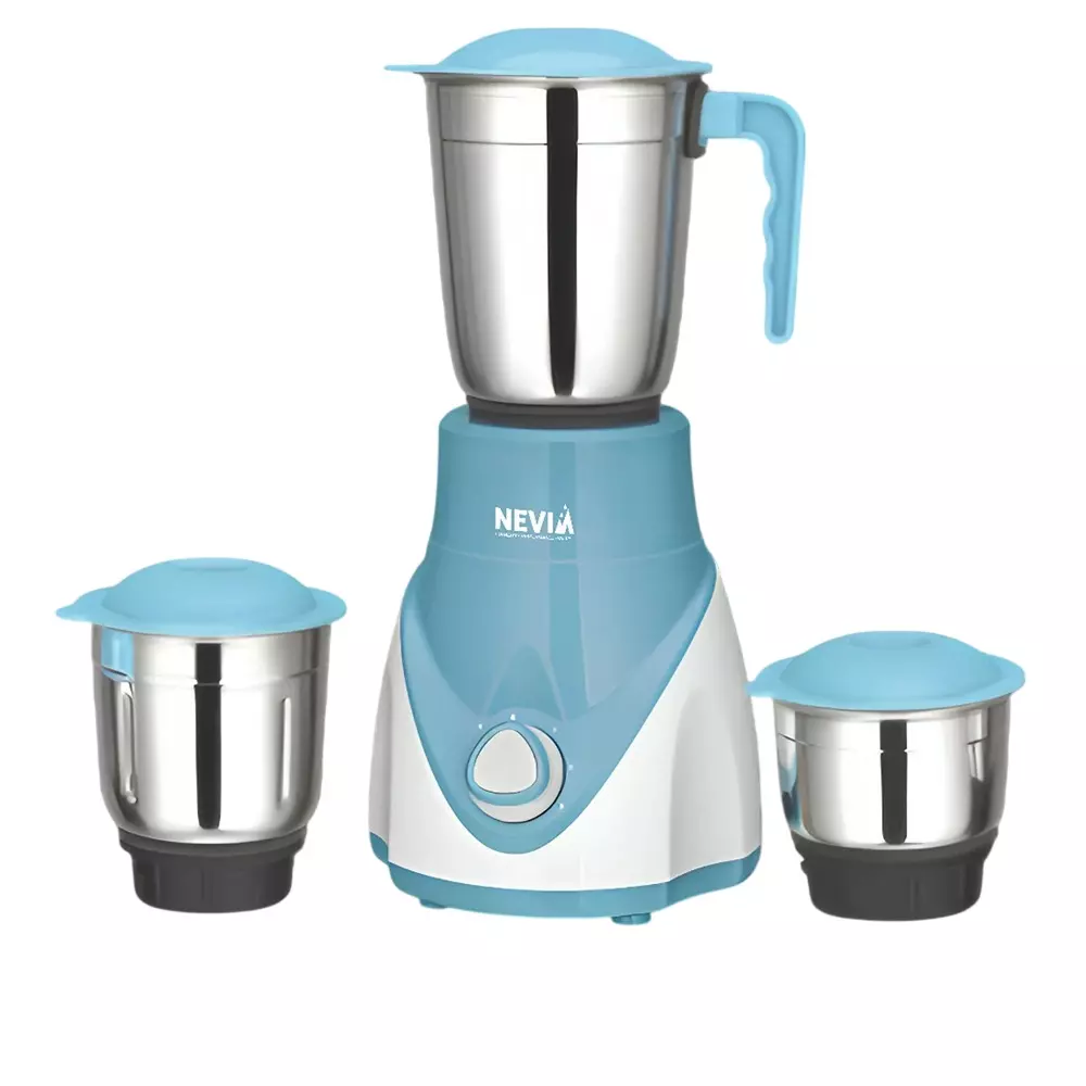 Nevia 550 W Wonder Mix Mixer Grinder 18000 RPM Speed with 3 Jars in Blue, White Color, 550-WONDERMIX-MG-WBL