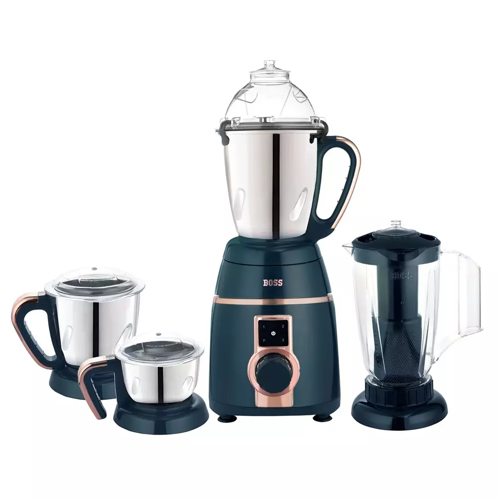 Boss 1200 W Evora Mixer Grinder Green Color, 3 Speed Setting and 4 Stainless Steel Jars, B278