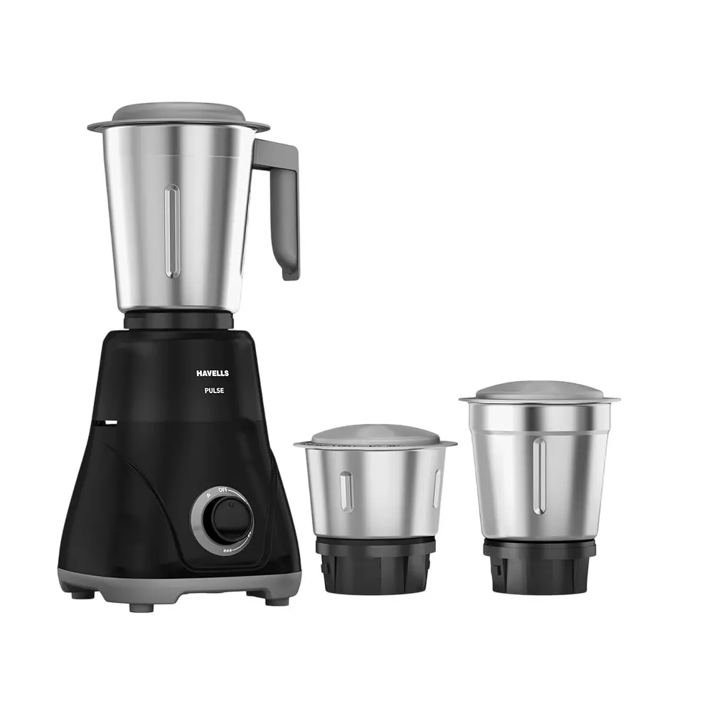 Havells Pulse 500 W Mixer Grinder with 3 Jar Black, GHFMGFWK050