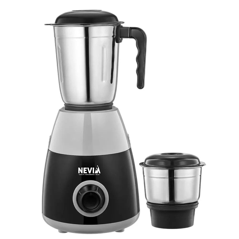 Nevia 550 W Delight Mix Mixer Grinder 18000 RPM Speed with 2 Jars in Black, Grey Color, 550-DELIGHTMIX-MG-BLKGR
