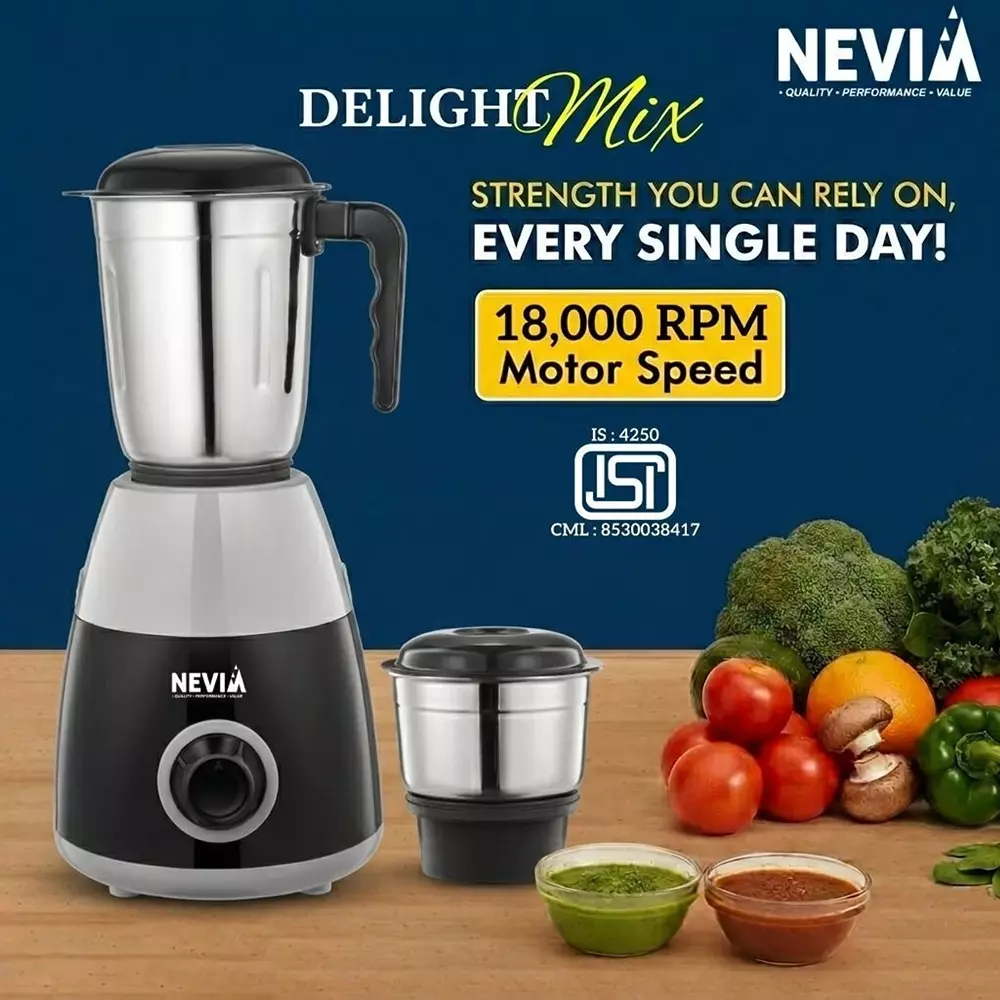 nevia-550-w-delight-mix-mixer-grinder-18000-rpm-speed-with-2-jars-in-black-grey-color-550-delightmix-mg-blkgr