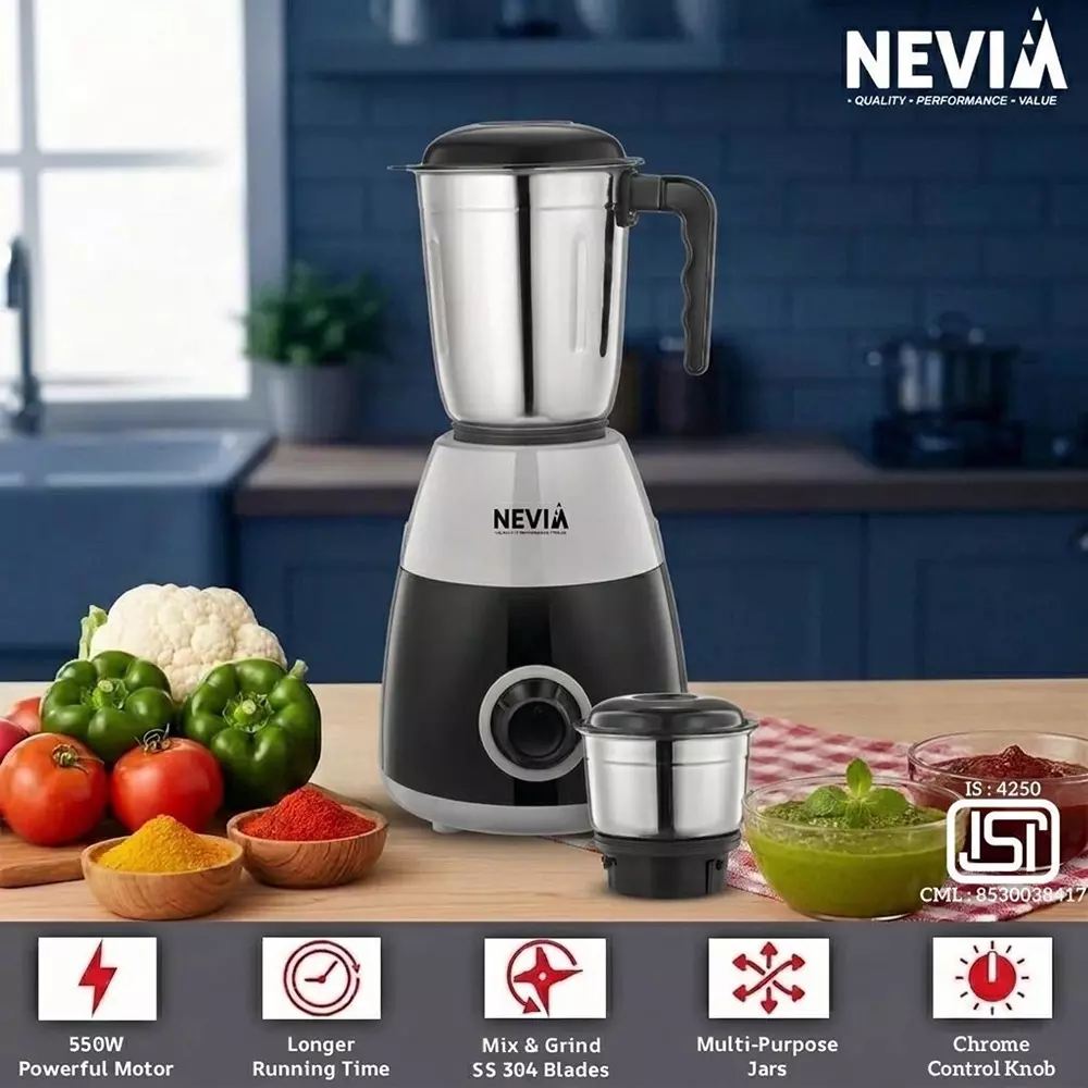 nevia-550-w-delight-mix-mixer-grinder-18000-rpm-speed-with-2-jars-in-black-grey-color-550-delightmix-mg-blkgr