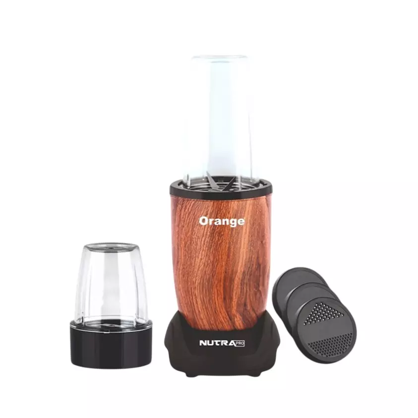 Orange Nutra Pro Mixer Grinder 450 W Timber Edition Balck and Wooden with 2 Jar, OBMX802
