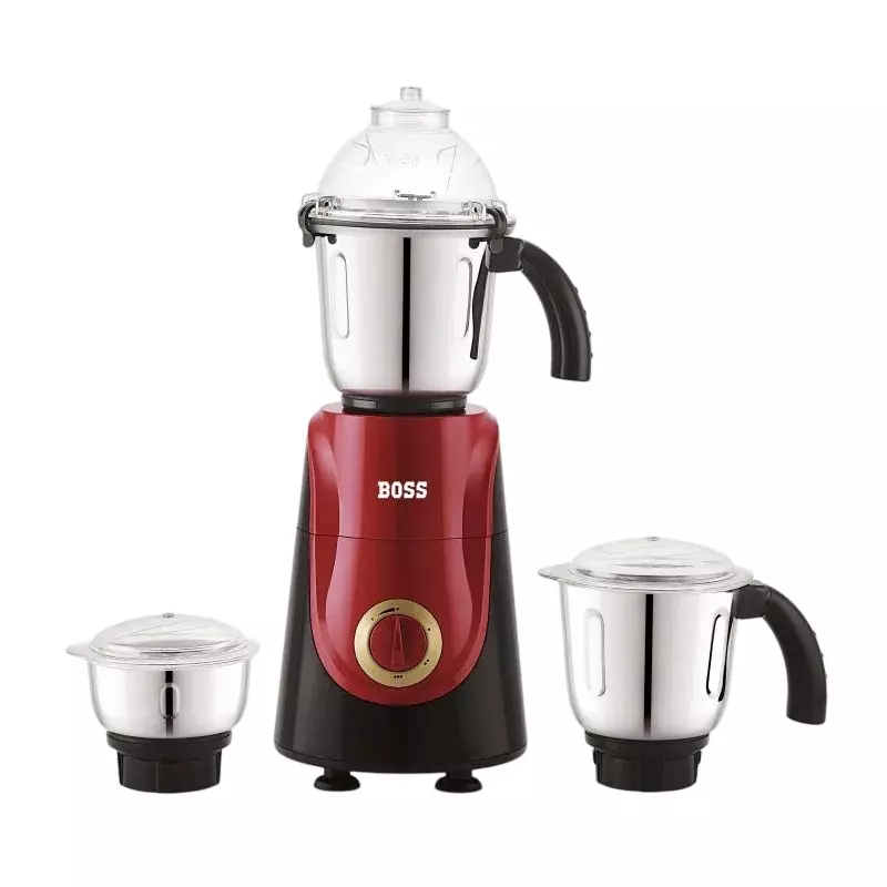 Boss 750 W Crown Mixer Grinder Red Color, 3 Speed Setting and 3 Stainless Steel Jars, B242