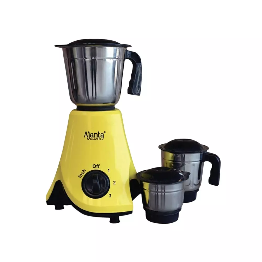 Ajanta Mixer Grinder Yellow & Black 750 W 20000 RPM ABS Body with 3 Stainless Steel Jars, PRO MIX