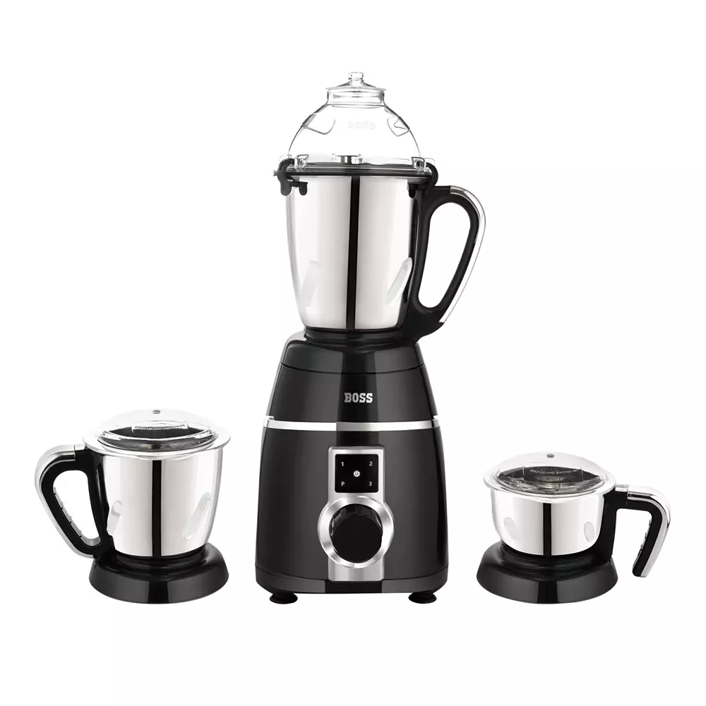 Boss 1000 W Tornado Mixer Grinder Black Color, 3 Speed Setting and 3 Stainless Steel Jars, B285