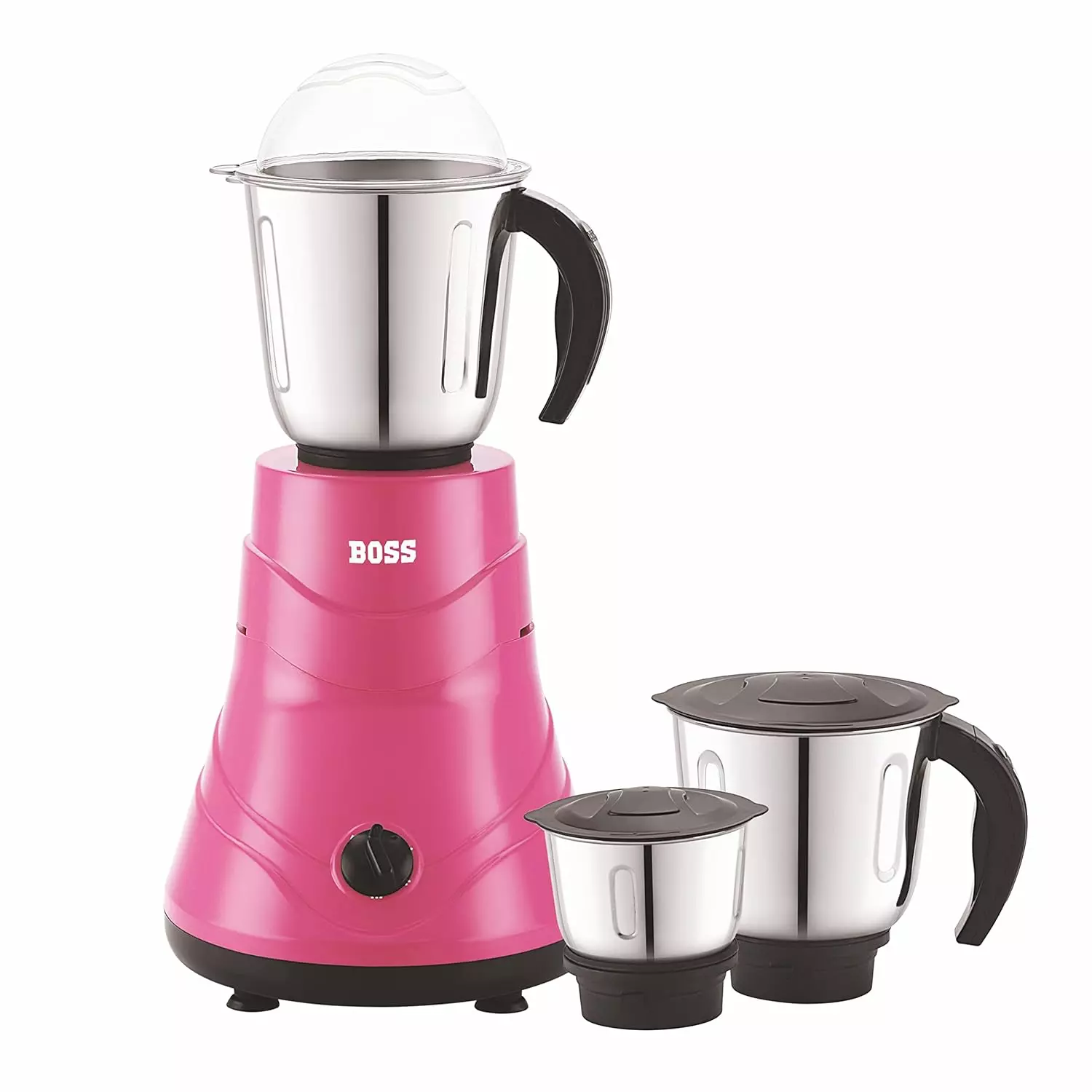 Boss 750 W Alpha Mixer Grinder Pink Color, 3 Speed Setting and 3 Stainless Steel Jars, B264