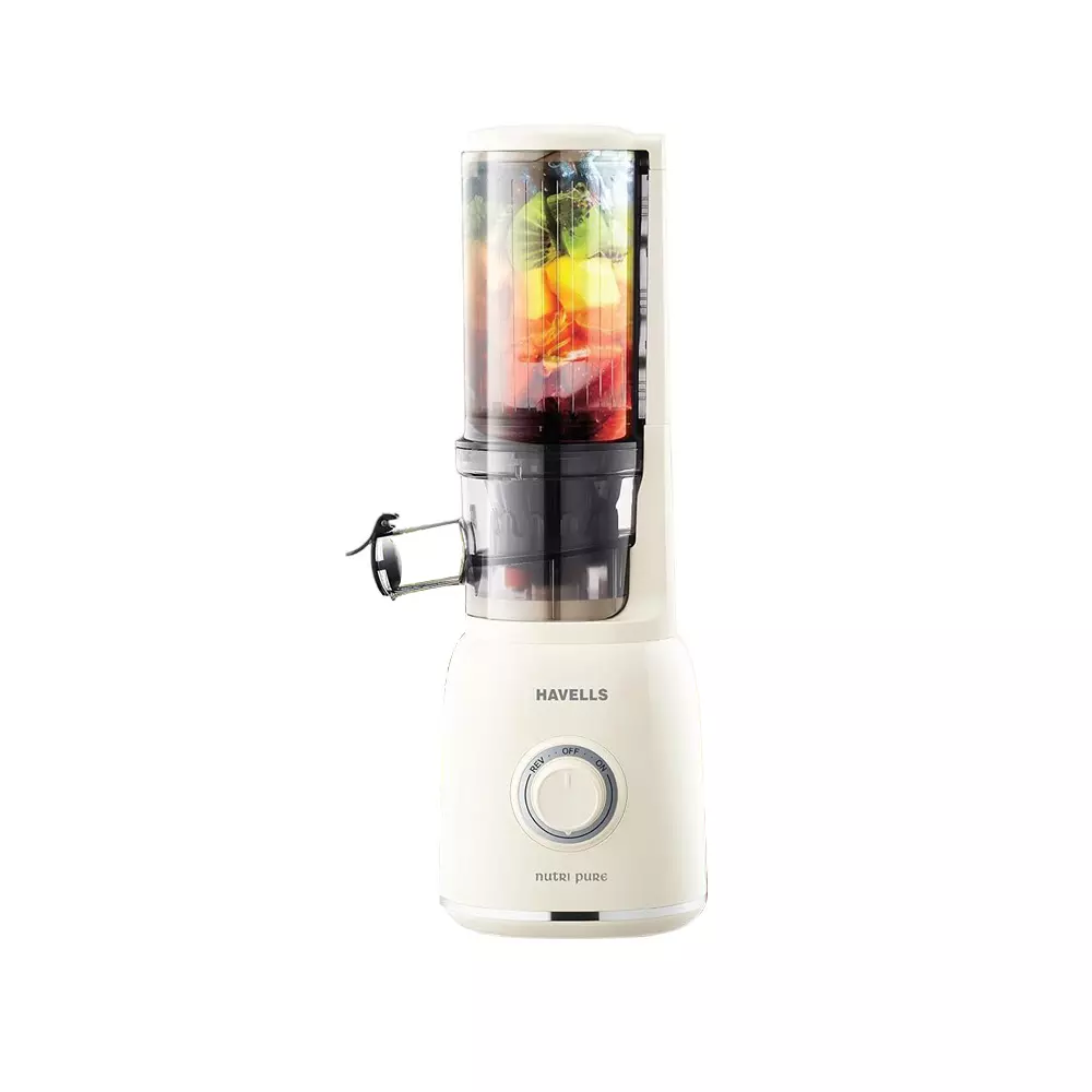 Havells NUTRI PURE 105 W Cold Press Slow Juicer with 800 ml Juicing Cup Ivory, GHGJMFJY012
