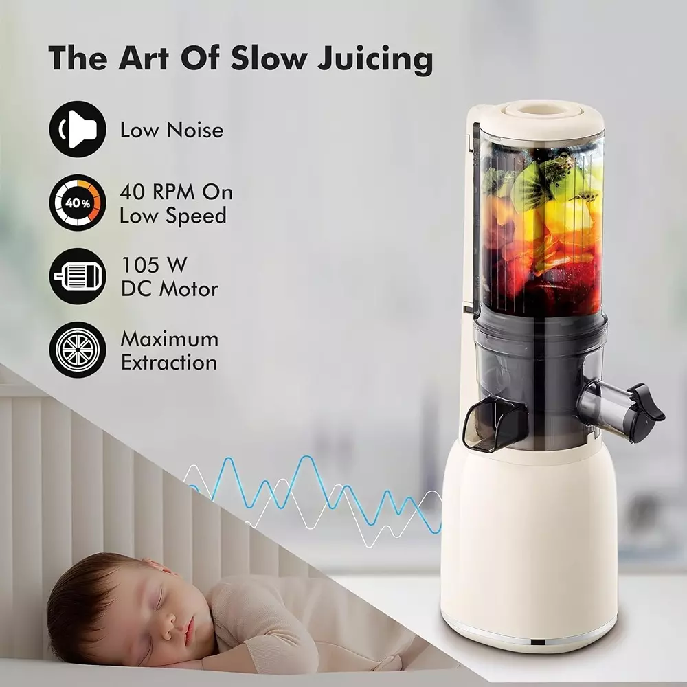 Havells NUTRI PURE 105 W Cold Press Slow Juicer with 800 ml Juicing Cup Ivory, GHGJMFJY012