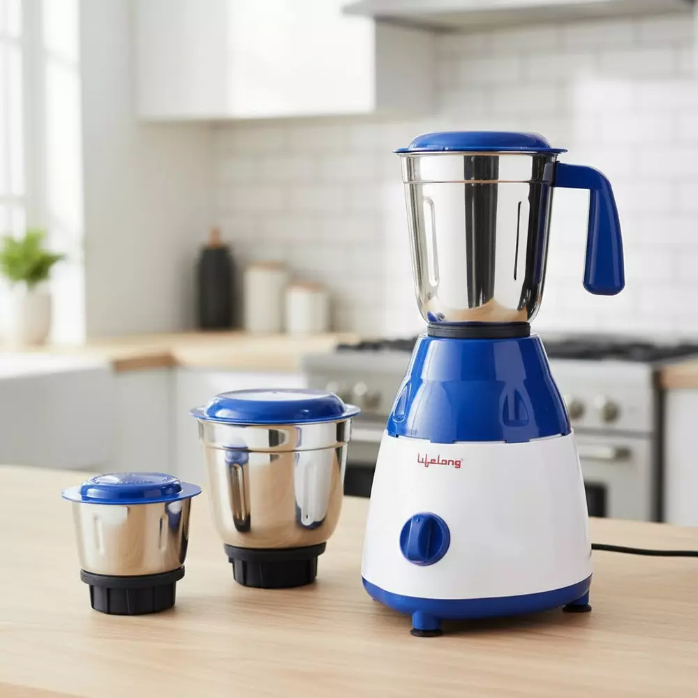 Lifelong Mixer Grinder Kit Stainless Steel Corded Electric 600 W Power 1.5 L Capacity Stainless Steel 220-240 V AC for Kitchen, LLMG600