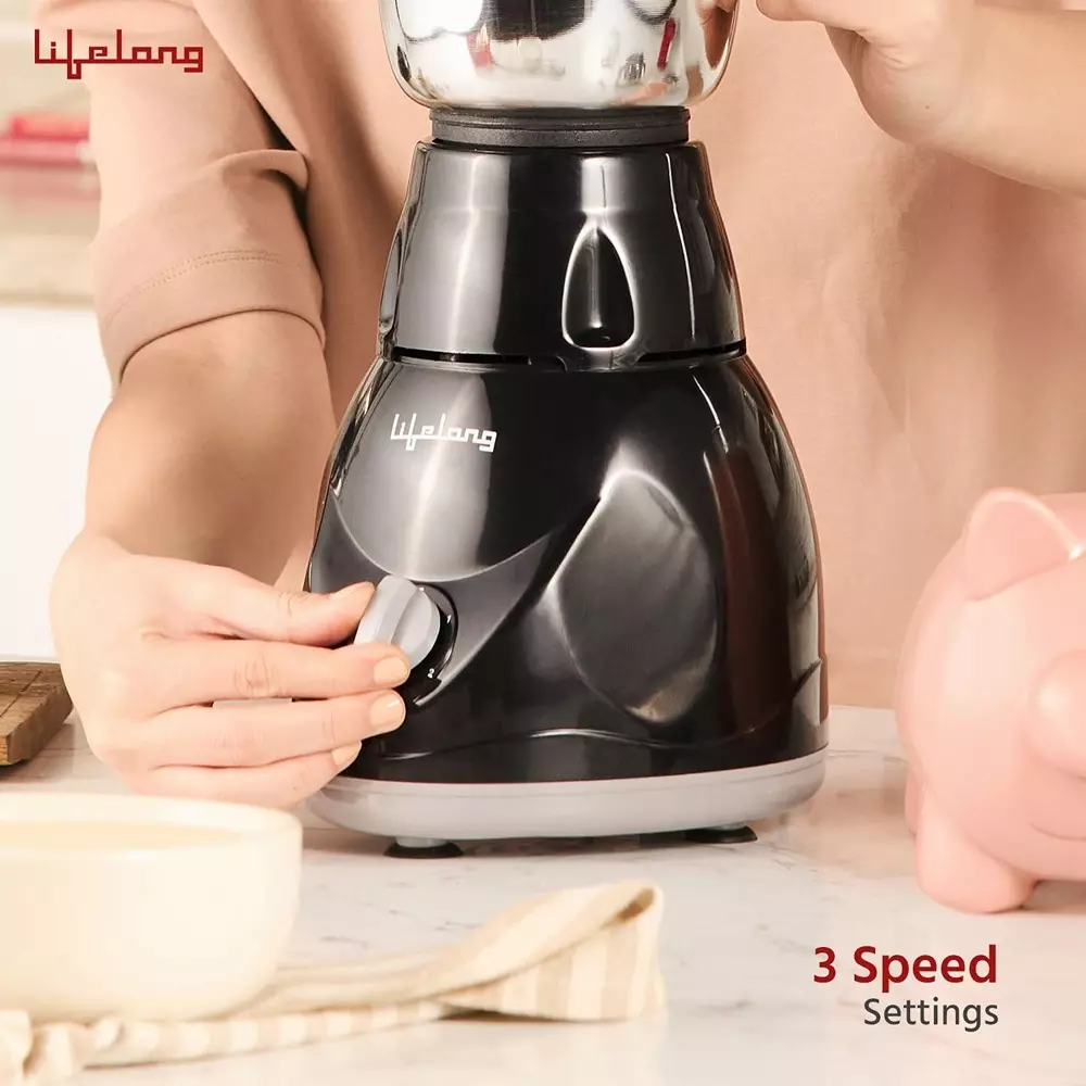Lifelong Power Pro Mixer Grinder Kit Stainless Steel Corded Electric 500 W Power 1.5 L Capacity Knob Control for Kitchen, LLMG23